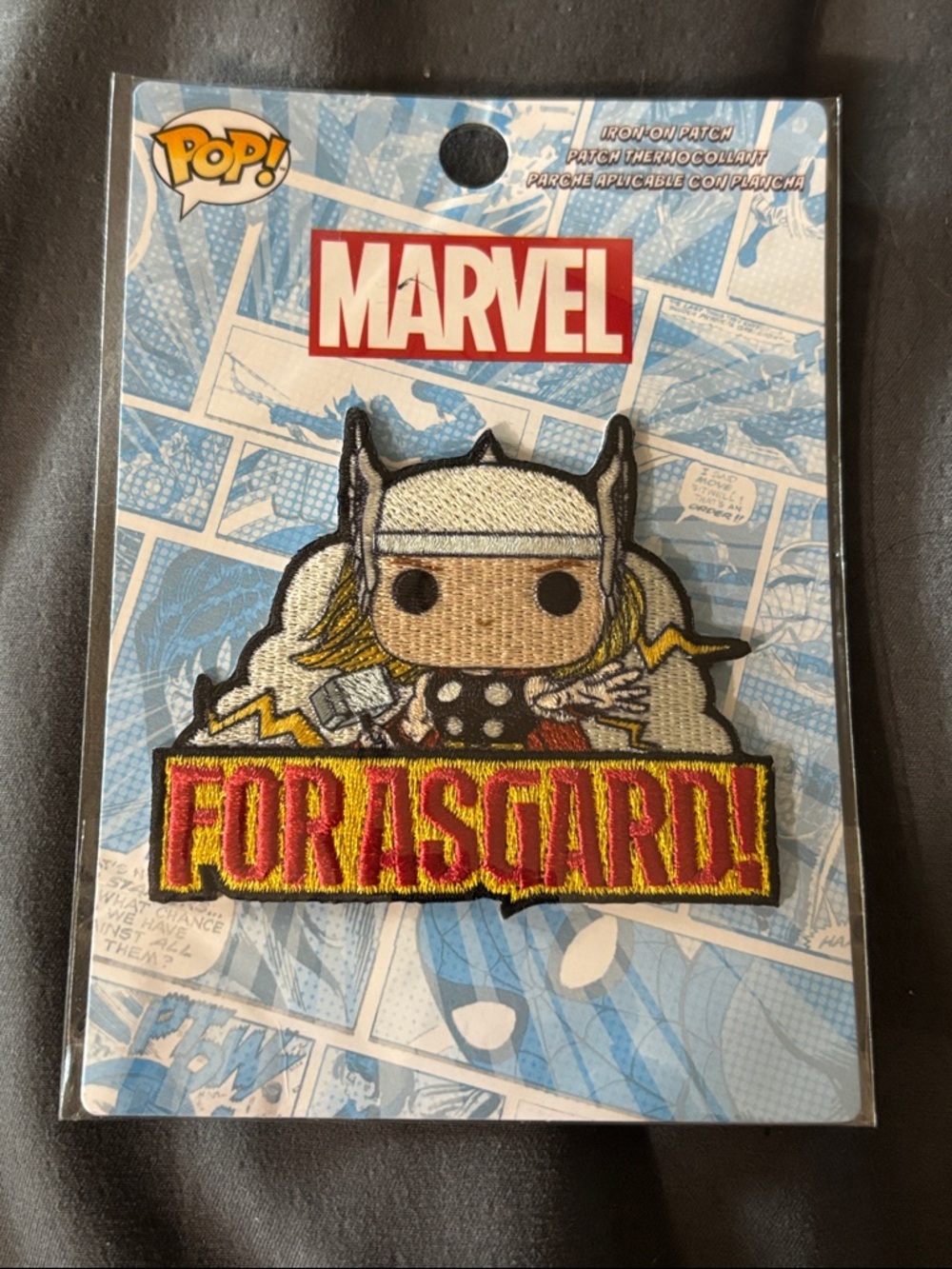 Marvel Thor Pop! Embroidered Patch with Red and Yellow Lettering